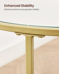 Songmics Vasagle Circular Accent Table, Petite Espresso Table, Toughened Glass Side Table, Nightstand, Lounge, Veranda, Gold Color - thumbnail 6
