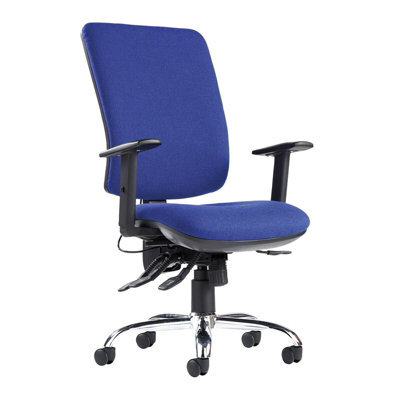 Xample Senza Ergonomic Asynchro Task Chair Blue Adjustable Lumbar Support High Back Gas Lift Heavy Duty Office Chair - image 1