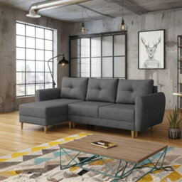 Universal L Shaped Corner Sofa Bed With Built In Storage Compartment Modern Fabric 3 Seater Settee For Living Room Graphite - thumbnail 1
