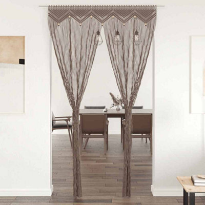 Berkfield Macrame Curtain Taupe 140X240 Cm Cotton - image 1