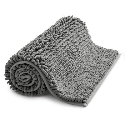 Ameha Grey Chenille Mat 40X60Cm, Extra Soft, Non-Slip, Absorbent Bath Rug & Doormat - image 1