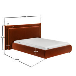 Solace+Co Sigrid Burnt Orange Velvet Cushion Headboard Ottoman Bed Double - thumbnail 7