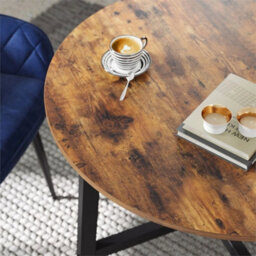 Small Dining Table Round Kitchen Space Saving Industrial Furniture Rustic Brown - thumbnail 5