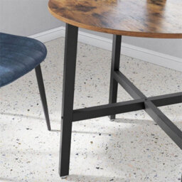 Small Dining Table Round Kitchen Space Saving Industrial Furniture Rustic Brown - thumbnail 3