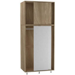 Urbn-Living Urbnliving 180Cm Height Oak Carcass With 4 Sliding White Doors Wardrobe Bedroom Storage Closet Hanging Rail Cupboard Unit - thumbnail 3