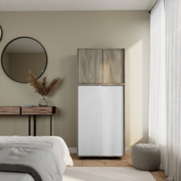 Urbn-Living Urbnliving 180Cm Height Oak Carcass With 4 Sliding White Doors Wardrobe Bedroom Storage Closet Hanging Rail Cupboard Unit - thumbnail 6