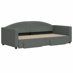 Berkfield Daybed With Trundle And Drawers Dark Grey 90X190 Cm Fabric - thumbnail 3
