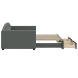 Berkfield Daybed With Trundle And Drawers Dark Grey 90X190 Cm Fabric - thumbnail 4
