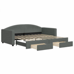 Berkfield Daybed With Trundle And Drawers Dark Grey 90X190 Cm Fabric - thumbnail 2