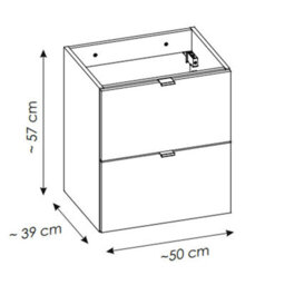 Heze Furniture Dove 2 Drawer Bathroom Cabinet Vanity Unit With Built-In Basin 50Cm In Evoke Oak - thumbnail 7