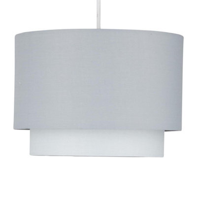 First Choice Lighting Grey Ombre 2 Tier Ceiling Lamp Shade - image 1
