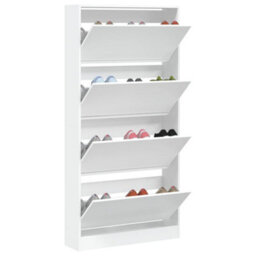 Vidaxl Shoe Cabinet With 4 Flip-Drawers White 80X21X163.5 Cm - thumbnail 4