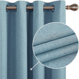Deconovo Linen Look Thermal Eyelet Bedroom Blackout Curtains With Coating Back Layer For Girls, 46 X 54 Inch, Green, One Pair - thumbnail 2