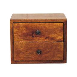 Wyld Haus Cortina (Solis Collection) 2-Drawer Mango Wood Wall-Mounted Bedside Table, Chestnut, 30X25X24 Cm - thumbnail 2