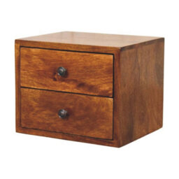 Wyld Haus Cortina (Solis Collection) 2-Drawer Mango Wood Wall-Mounted Bedside Table, Chestnut, 30X25X24 Cm - thumbnail 4