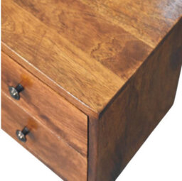 Wyld Haus Cortina (Solis Collection) 2-Drawer Mango Wood Wall-Mounted Bedside Table, Chestnut, 30X25X24 Cm - thumbnail 8
