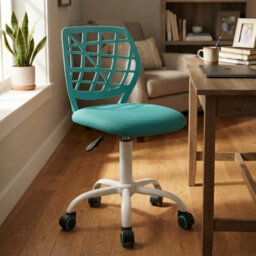 Office Chair   Adjustable Height And Swivel Design, Aqua - thumbnail 4