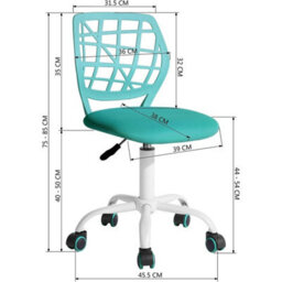Office Chair   Adjustable Height And Swivel Design, Aqua - thumbnail 2