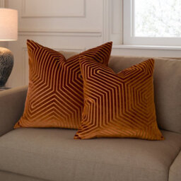 Paoletti Evoke Cut Velvet Polyester Filled Cushion, Brick, 55 X 55Cm - thumbnail 6