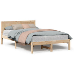 Berkfield Pine Wood Bed Frame Natural Pine Wood 135 X 190 Cm Wood Bed Frame - thumbnail 4