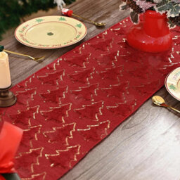Amorly Red Christmas Tree Themed Table Runner, Decorative Table Cloth Ornament For Kitchen, Dining Room Xmas Home Party Holiday Styling - thumbnail 9