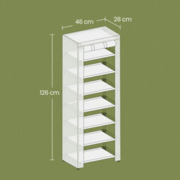LEDREM 8-Tier Shoes Rack With Dustproof Cover, 28 X 46 X 126 Cm, Shoe Storage Cabinet, Shoe Organiser,grey - thumbnail 6
