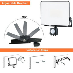 paul russells Integrated Pir Led Floodlight With Pir Sensor 10W, 1200 Lumens, Ip65, Day Light 6500K - thumbnail 6