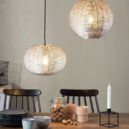 Wyld And Coco Silver Globe Pendant Light With Scale-Shade, W30 X D30 X H23Cm, Iron Finish - thumbnail 2