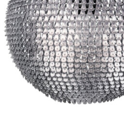 Wyld And Coco Silver Globe Pendant Light With Scale-Shade, W30 X D30 X H23Cm, Iron Finish - thumbnail 7