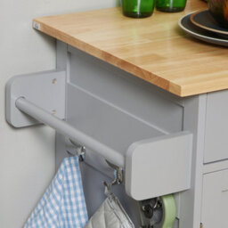 Homcom Rolling Kitchen Island, Utility Serving Cart With Rubber Wood Top Grey - thumbnail 9