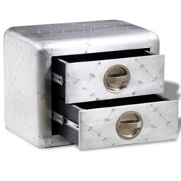 Berkfield Aviator End Table With 2 Drawers Vintage Aircraft Airman Style - thumbnail 3