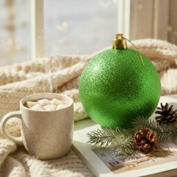 Shatchi 25Cm Dark Green Glitter Christmas Bauble - Christmas Tree & Home Décor Ornament - thumbnail 2