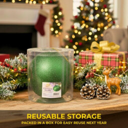 Shatchi 25Cm Dark Green Glitter Christmas Bauble - Christmas Tree & Home Décor Ornament - thumbnail 3
