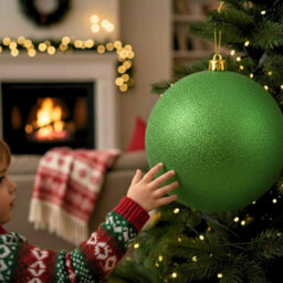 Shatchi 25Cm Dark Green Glitter Christmas Bauble - Christmas Tree & Home Décor Ornament - thumbnail 7