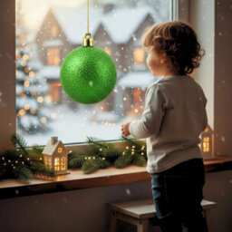 Shatchi 25Cm Dark Green Glitter Christmas Bauble - Christmas Tree & Home Décor Ornament - thumbnail 9