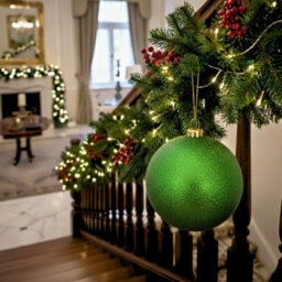 Shatchi 25Cm Dark Green Glitter Christmas Bauble - Christmas Tree & Home Décor Ornament - thumbnail 8