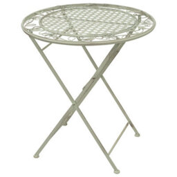 Maribelle Rustic White Floral Round Folding Outdoor Garden Patio Dining Table - thumbnail 1