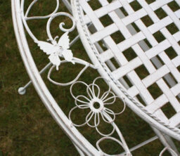 Maribelle Rustic White Floral Round Folding Outdoor Garden Patio Dining Table - thumbnail 5