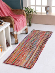 Second Nature Online Mishran Rectangular Jute Area Rug Hand Woven With Recycled Fabric 120 Cm X 180 Cm - thumbnail 8