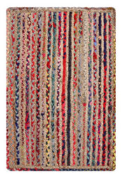 Second Nature Online Mishran Rectangular Jute Area Rug Hand Woven With Recycled Fabric 120 Cm X 180 Cm - thumbnail 6