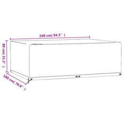 Vidaxl Garden Furniture Cover 12 Eyelets 240X180X80 Cm Rectangular Garden Furniture Covers - thumbnail 9