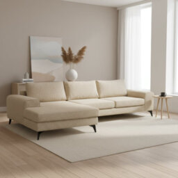Abakus Direct Venice Corner Sofa In Cream Left Facing With Deep Seats And Extra-Wide Padded Arms - thumbnail 8