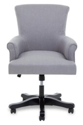 Orsina Grey Home Office Chair, Scroll Arm Grey Fabric Swivel Seat, Height Adjustable Task Chair With Wooden Base - thumbnail 5