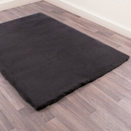 Faux Fur Charcoal Plain Shaggy Modern Rug For Living Room And Bedroom-150Cm X 200Cm - thumbnail 2