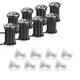 Auraglow Ip67 Anti-Dazzle Stainless Steel Gu10 Deck Light - Cool White - 8 Pack