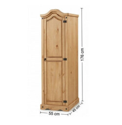 Mercers Furniture Corona 1 Door Wardrobe Arch Top Single Robe Solid Wood Pine Wooden With Mexican Styling - thumbnail 4