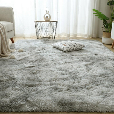 120X170Cm Silver Grey Rugs Living Room Large Soft Touch Rug Rug Fluffy Bedroom Rugs Modern Tie-Dye Rooms - image 1