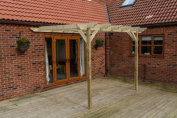 Arbor Garden Solutions Lean To Wooden Garden Pergola Kit - Dinasty Design Wall Mounted Gazebo, 1.8M X 1.8M (Rustic Brown Finish) - thumbnail 3