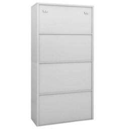 Berkfield Office Cabinet Light Grey 90X40X180 Cm Steel And Tempered Glass - thumbnail 5