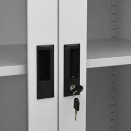 Berkfield Office Cabinet Light Grey 90X40X180 Cm Steel And Tempered Glass - thumbnail 7
